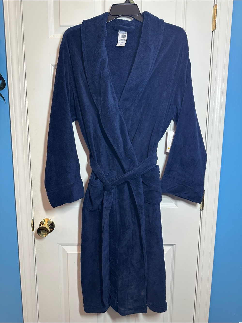 NWTS MENS Fruit of the Loom Navy Plush Bath Robe OS